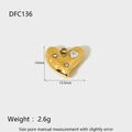 Golden heart-shaped stainless steel pendant with three inlaid zircons for DIY jewelry - DFC136-Zircon Heart