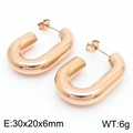 Pendientes de aro en forma de U huecos de acero inoxidable con acabado oro rosa - Pendientes huecos cortos en forma de U estilo A / Oro rosa