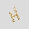 Pendentif lettre H initiale en acier inoxydable doré à texture bambou pour bijoux DIY - Or-H