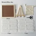 Brown wood felt letter board set with 25x25cm frame, stand, and 340 white characters - Message Board / Brown