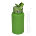 650ml matte sage green insulated sports bottle with straw lid and cleaning brush set - 650ml / Army Green