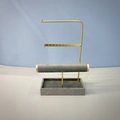 Présentoir à bijoux en velours gris et métal doré pour colliers et bracelets - Support à Bijoux Multifonctionnel (Gris)