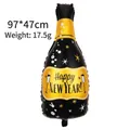 97x47cm black and gold wine bottle foil balloon with Happy New Year star patterns - Black Base New Year Wine Bottle Balloon
