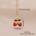Collier avec pendentif fraise doré en acier inoxydable et détails des dimensions 40+5cm - Fraise
