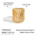 Detailed size specifications for gold hollow geometric stainless steel wide ring - Hollow Geometric Wide Band Style (YYR025412)