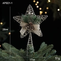 Estrella para copa de árbol de Navidad plateada con piñas y lazo de arpillera - Tipo A (Estrella de Plata/Lazo de Lino)