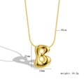 Macro view of gold puffy letter B pendant showing 21mm size and 45cm chain length specs - Letter B