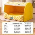 Closed pet house for dogs and cats with yellow checkerboard pattern in multiple sizes - S(35*30*30cm) / Becca Yellow