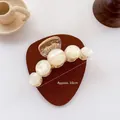 10cm large hair claw clip with 5 arched champagne pearls on a minimalist metal frame - Pearlescent Ball Claw / Mermaid Pearlescent (Approx 10cm)