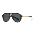 Retro aviator sunglasses in black and amber gradient with gold metal bridge and accents - Black and Red Tortoise Frame Gray Lens (C2)