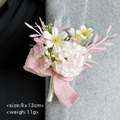 Ansteckblume zur Hochzeit aus Kunstseide in Rosa und Weiß mit Chiffonschleife und Perle - Hellrosa