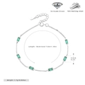 Detail view of 925 sterling silver bracelet with emerald-cut 5A grade zircon stones - 925 Silver Platinum Plated - Green - 18+3CM