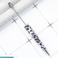 DIY purple leopard print beaded ballpoint pen with stainless steel rod and floral beads - Purple Leopard Pattern Silver Tip (43)