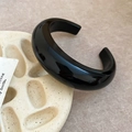 Polished black acrylic thick open bangle with mirror finish in minimalist style - 106# Open Cuff-Black