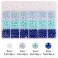 Kit perle ABS da 6mm per fai-da-te con 24 scomparti e 30 pezzi per griglia - Set Sfumato Blu da 6mm (24 Griglie)
