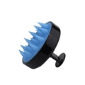 Manual scalp massage brush with ergonomic black handle and soft blue silicone bristles - Dual Tone Black and Blue