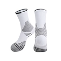 Thickened basketball socks in white with gray and black stripes, athletic towel bottom - Kids One Size / White/Black