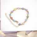 Bohemian gold plated evil eye bracelet with colorful zircon and adjustable heart chain - Colorful