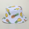 Witte vissershoed met geel ananaspatroon voor optimale zonbescherming buiten - M(56-58cm) / Witte Ananas