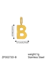 Detailed view of golden stainless steel letter B pendant with radial texture and dimensions - Letter-B / Steel