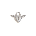 Silver angel wing heart key lock pendant with detailed feather carving finish - Angel Heart Lock Pendant - Steel Color