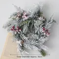 30cm Christmas wreath with white snow pine needles, pine cones and red berries on a vintage book - Nordic Pine Cone Wreath Small (Outer Diameter Approx. 30cm)