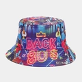 Detailed view of vibrant 80s style graffiti print on a unisex double-sided bucket hat - M (56-58cm) / Retro Figure Print 9# (9#色)