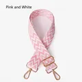 Pink and white wave pattern wide crossbody strap with polished gold metal buckles - Pink and White W (Gold Buckle)