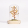 Natural yellow crystal money tree ornament in a glass dome with wooden base - Citrine / 11*7.5cm / No Box