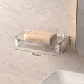 Transparent wall-mounted soap box with adhesive back and beige rectangle soap bar - Single Layer / Clear