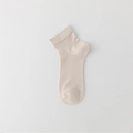 Ademende crème moerbeizijden enkelsokken met verticaal pointelle patroon en ribboord - Eén maat / Khaki