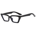 Occhiali da sole cat-eye retrò neri con montatura geometrica e borchie dorate lucide - Montatura Nera Lente Trasparente