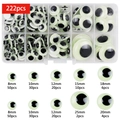 222pcs googly eyes set in plastic box with multiple sizes from 8mm to 25mm - Box 14 (Luminous 222pcs)