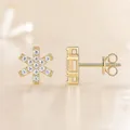 Elegant gold plated silver hexagram stud earrings with white moissanite stones - E15302 Snowflake Style (Gold)