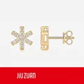 Elegant gold plated silver hexagram stud earrings with white moissanite stones - E15302 Snowflake Style (Gold)