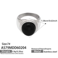 Size 7 stainless steel 18k gold plated ring with black enamel checkered design - US 6 / Steel Color Black Glass Ring