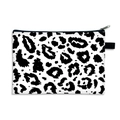 Portable leopard print makeup bag in black and white pattern with metal zipper - Black White Leopard (10)