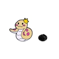 Cute cartoon snake enamel pin in light yellow with a golden crown for 2025 New Year - Light Yellow Snake with Crown