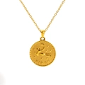 18K gold plated Virgo zodiac medallion necklace with embossed celestial star pattern - Virgo