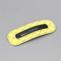 Bright yellow quilted leather BB hair clip with decorative stitching on black metal - Oval Yellow