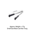 Small 120mm black cat paw food tongs made of stainless steel and silicone for snacks - Small / Black