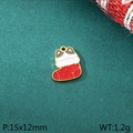Weihnachtsanhänger Katze im Nikolausstiefel aus Emaille für individuellen DIY Schmuck - Katzen-Weihnachtssocken-Stil (KLJ10398-ZLA)