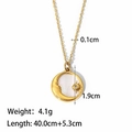 Collar dorado con colgante de luna y estrella e incrustación de nácar blanco natural - Estilo Redondo Luna Estrella (KN232702-WGJD)