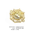 Golden sunburst evil eye connector with cubic zirconia for DIY jewelry making - Sun Evil Eye Connector