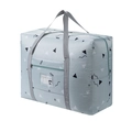 Foldable large capacity travel bag with light cyan geometric prints and grey handles - Enlarged Blue Geometric