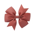 Handmade rust red grosgrain ribbon bow hair clip for children with ribbed texture - Brick Red (780)