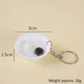 5cm mini artificial dessert bowl keychain with realistic dumplings and silver metal ring - Keychain / 5CM Diameter / Chocolate Ball Double Skin Milk