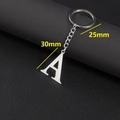 Close-up of polished stainless steel letter A keychain with 30mm pendant and 25mm ring - Letter A