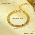 Detail showing 0.61cm gold mesh bracelet with colorful zircons and size specifications - Gold Mesh with 5-Color Stones (NMSB-F339-1)