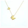 Minimalist golden necklace featuring double butterfly pendants with matte wing texture - Necklace / Gold